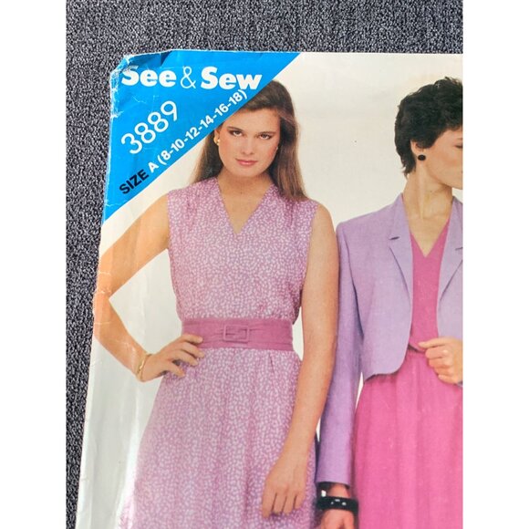 Vintage See & Sew 3889 Sewing Pattern Dress & Jacket Size A (8-10-12-14-16-18) - - Picture 2 of 3